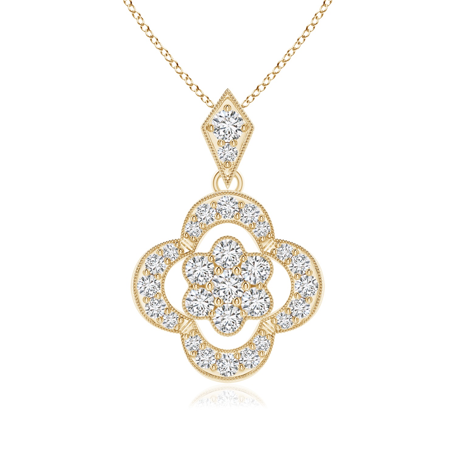 ★daisy★✾14kgf AFFY Natural Diamond Accent Daisy Flower Pendant Necklace 14k Rose