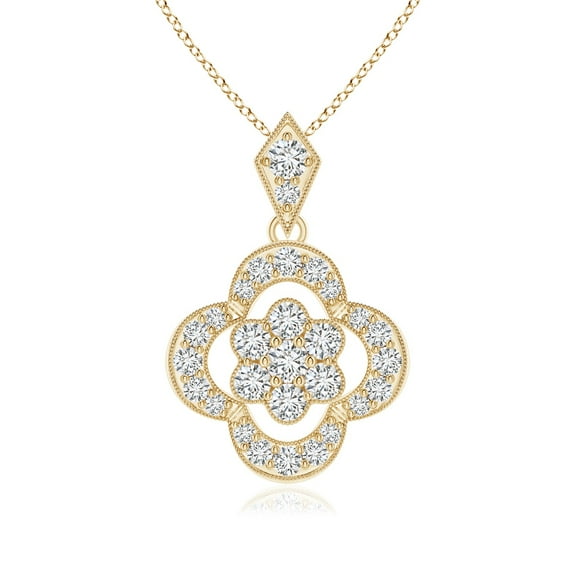 Angara Natural 0.24 Ct.tw. Diamond Vintage Inspired Pendant Necklace in 14K Yellow Gold for Women