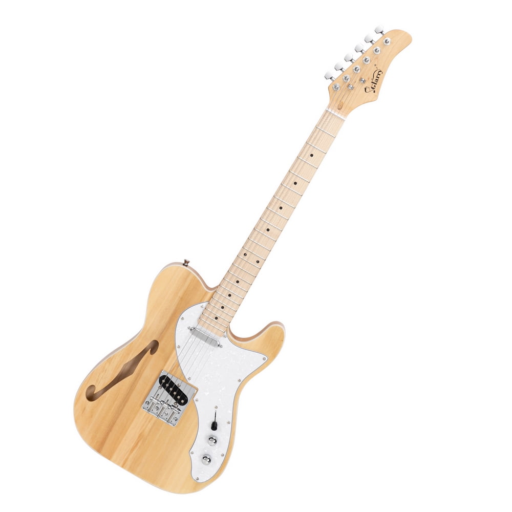 Private Jungle Glarry GTL Semi-Hollow Electric Guitar F Hole SS Pickups Maple Fingerboard White Pearl Pickguard,Log Color