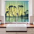 thumbnail image 2 of Tree Kitchen Curtains, Tree Silhouettes with Reflections on the Water Scenic National Park Countyside Art, Two Panels Drapes with Rod Pocket Room Decor, 55" X 45", Yellow Blue, by Ambesonne, 2 of 3