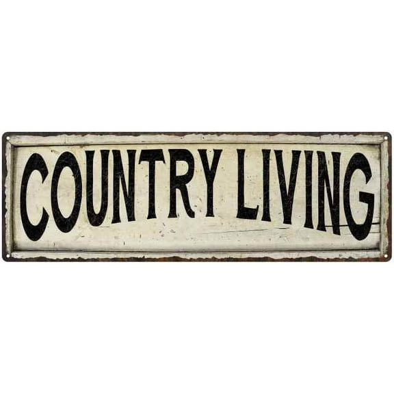 COUNTRY LIVING Farmhouse Style Wood Look Sign Gift 6x18 Metal Decor 106180028128