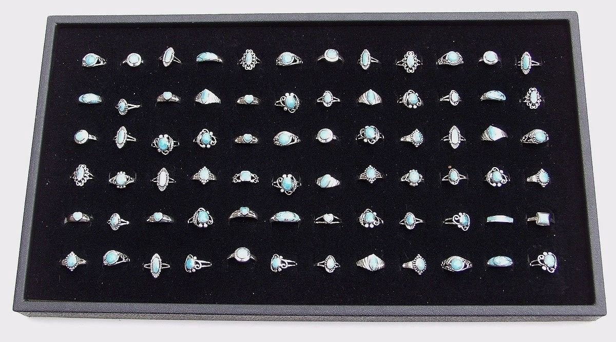 72 Slot Black Jewelry Travel Ring Insert Display Pad with Stackable ...