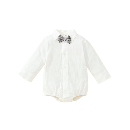 

Ma&Baby Toddler Baby Boys Gentleman Style Loose Shirt One Piece Clothing Romper Jumpsuit with Plaid Bow Tie