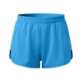 thumbnail image 4 of Cagogo Women Plus Size Elastic Waist Shorts with Pockets Quick Dry Sporty Running Yoga Workout Lounge Casual Athletic Bottoms, Blue M, 4 of 7
