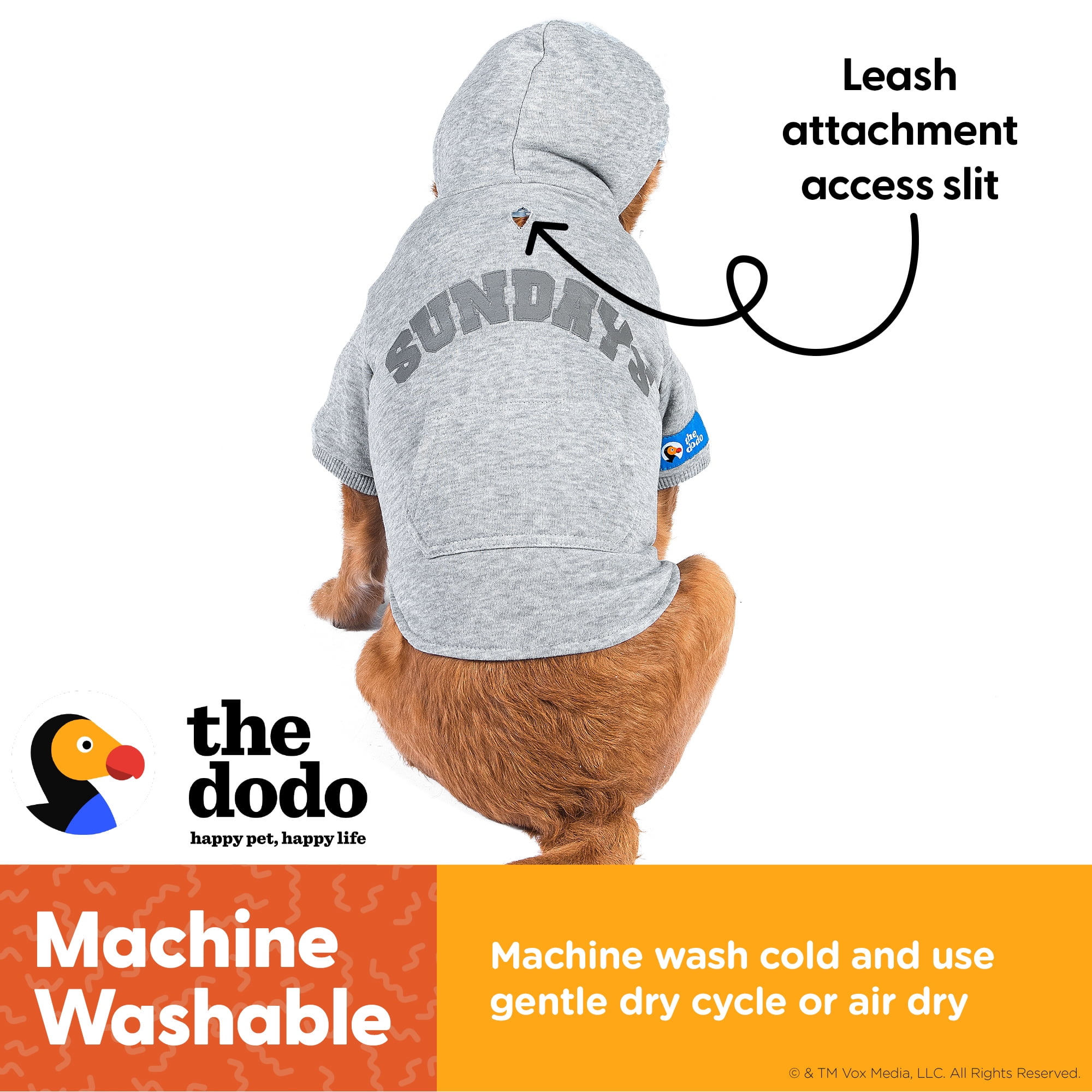 The Dodo Heather Gray Sundays Dog Hoodie LARGE