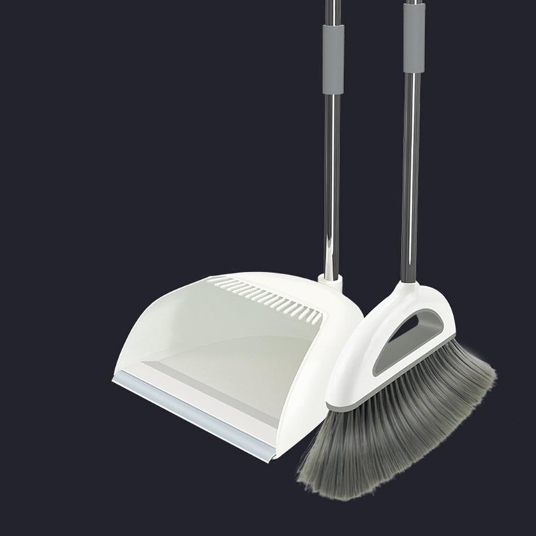 1 set of upgraded upright broom, dustpan and wiper combination set,  automatic dustpan tooth cleaning tool with handle, suitable for home,  kitchen, office, indoor, outdoor, garage, garden, restaurant, bathroom,  lobby sweeping, very