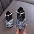 thumbnail image 2 of SGFCWSX Girls Mary Jane Shoes Rhinestone Sequin Bow Pearl Accent Closed Toe Flat Princess Shoes for Pageant Party Use Black Size 13 Little Kids, 2 of 8
