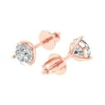 thumbnail image 2 of 14K Solid Gold Screw Back Stud Earrings for Women | 2 cttw Round Cut Simulated Diamond | Rose Gold, 2 of 5