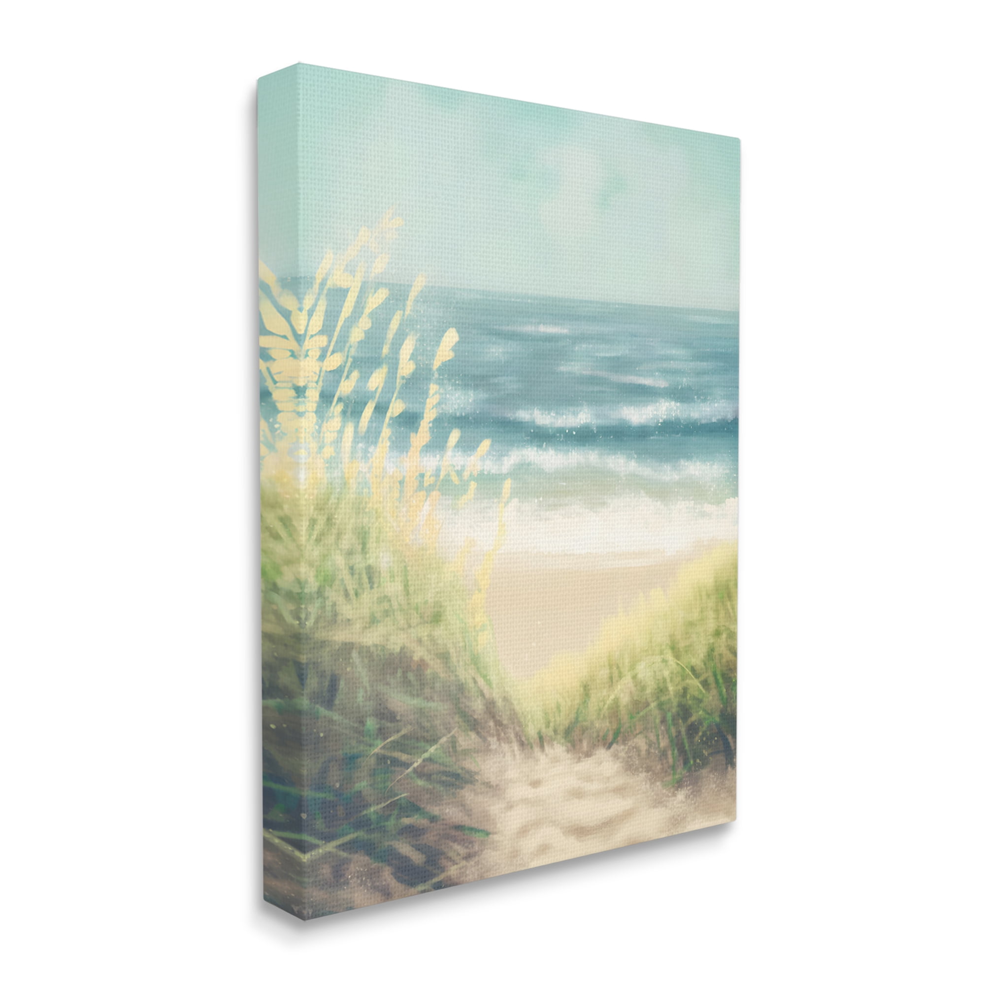 Stupell Industries Subtle Beach Reeds Landscape Painting Gallery Wrapped Canvas Art Print Wall Art, 16 x 20