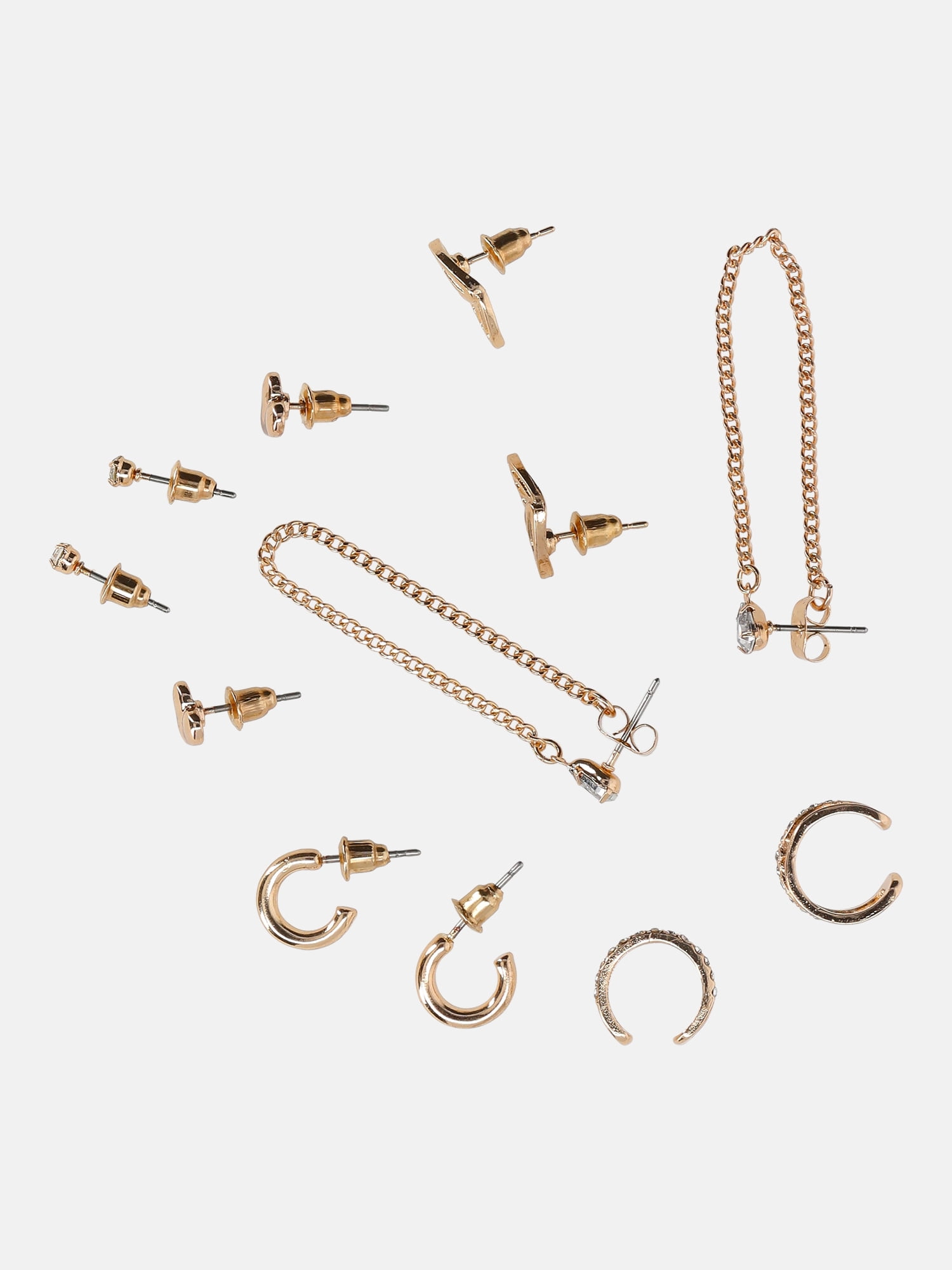 No Boundaries Gold-Tone Heart and Butterfly Hoops and Studs Earrings, 6-Pack, Women's