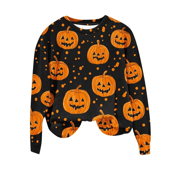 cocolona Halloween Sweatshirts for Women Fall Long Sleeve Crewneck Shirts Fashion Casual Loose Graphic Tops Hallowee Gifts