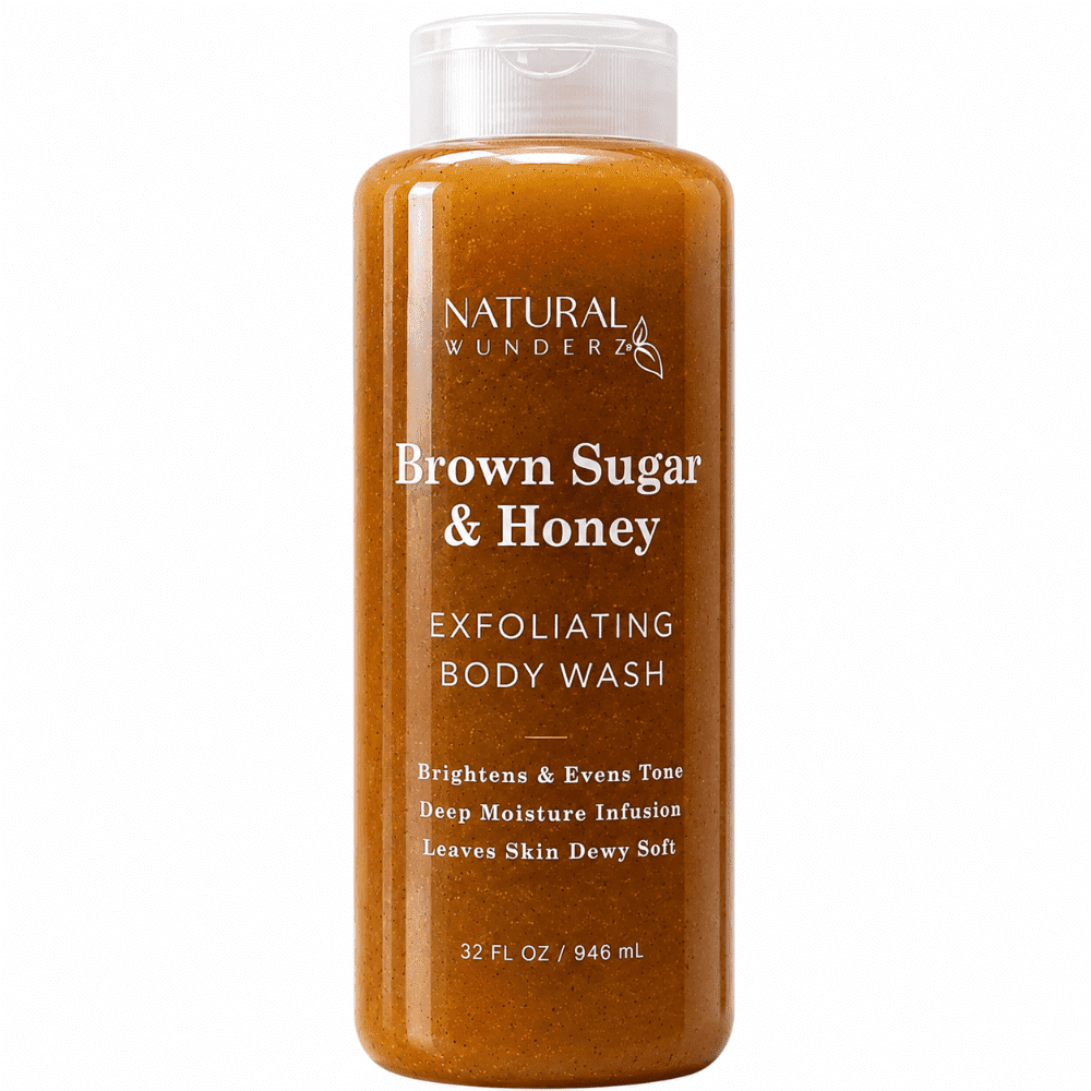 Natural Wunderz Brown Sugar & Honey Exfoliating Body Wash, Sulfate & Paraben Free, 32 fl oz