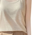 thumbnail image 5 of Feancey Womens Sleeveless Base Layer Top Knit Cotton Casual Spaghetti Strap Cami Tops Solid Color Comfort Pajama Tank Tops Basic Undershirts Beige L, 5 of 6