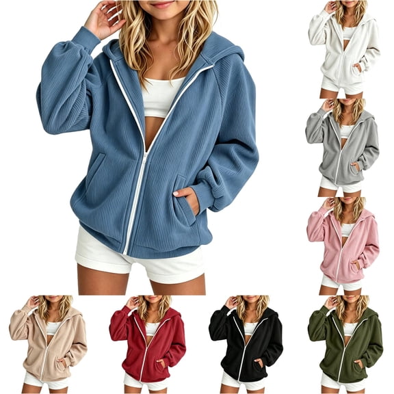 CUZIBR Youth Girls Ribbed Knit Full Zip Hoodie Oversized Loose Long Sleeve Jacket With Pockets Soft Lightweight Casual Fall Outdoor Outerwear For Young Comfy Coats,Navy,7-9 Years