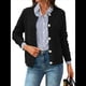 thumbnail image 2 of Cárdigan de Punto para Mujer, Informal, de Larga, con Botones, Abierto, Moderno, para Exteriores Negro L, 2 of 10