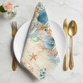 thumbnail image 2 of Beach Coastal Beige Cloth Napkins, Nautical Shell Starfish Coral Summer Washable and Reusable Dinner Napkins Set of 6, Table Napkin for Kitchen Party Birthday Wedding Hotel Housewarming 20"x20", 2 of 9