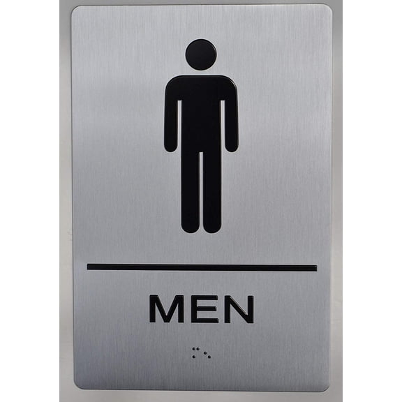 MEN RESTROOM  SIGN -(Aluminum, Brush Silver, size 6x9) The sensation line