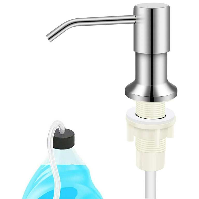 Dish Soap Dispenser for Kitchen Sink and Tube Kit, 47 Tube Connects Pump  Directly to Soap Bottle Brushed Nickel