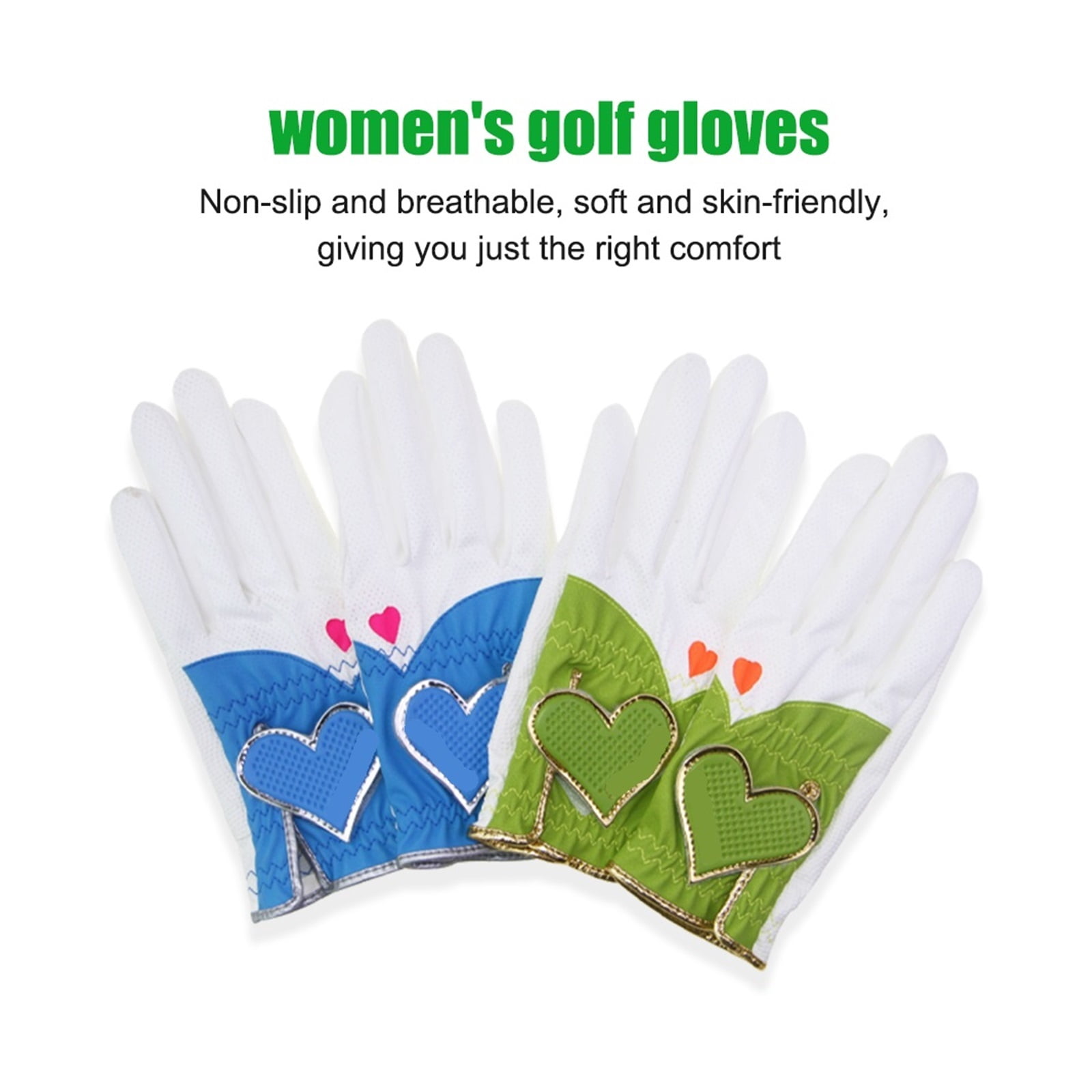 1 Pair Women's PU Leather Golf Gloves,Micro Soft Fiber Breathable Gloves