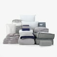thumbnail image 1 of The Preferred Dorm Essentials Value Pack in Gracie Washed Blue & Gray, 23-Piece Twin XL Bedding Comforter Set, With Comforter, Sheets, Bonus Topper, 100% Cotton Towels, Organization, & Storage by Dawn, 1 of 8