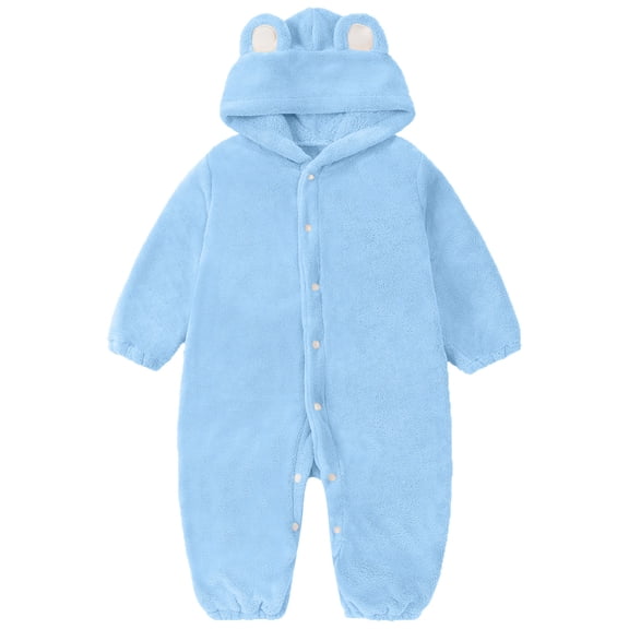 JAJAHO Baby Girls Snowsuits Winter Fuzzy Warm Jumpsuit Playwear Soft Ears Hooded Long Sleeve Romper For Toddlers Kids Comfortable Clothes Stylish One-Pieces