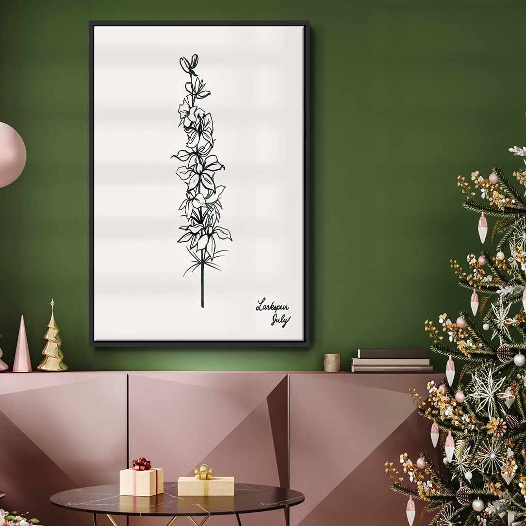 Annual Flowers VII - Framed Gallery Wrapped Holiday Canvas - 27 x 41 - Black Frame