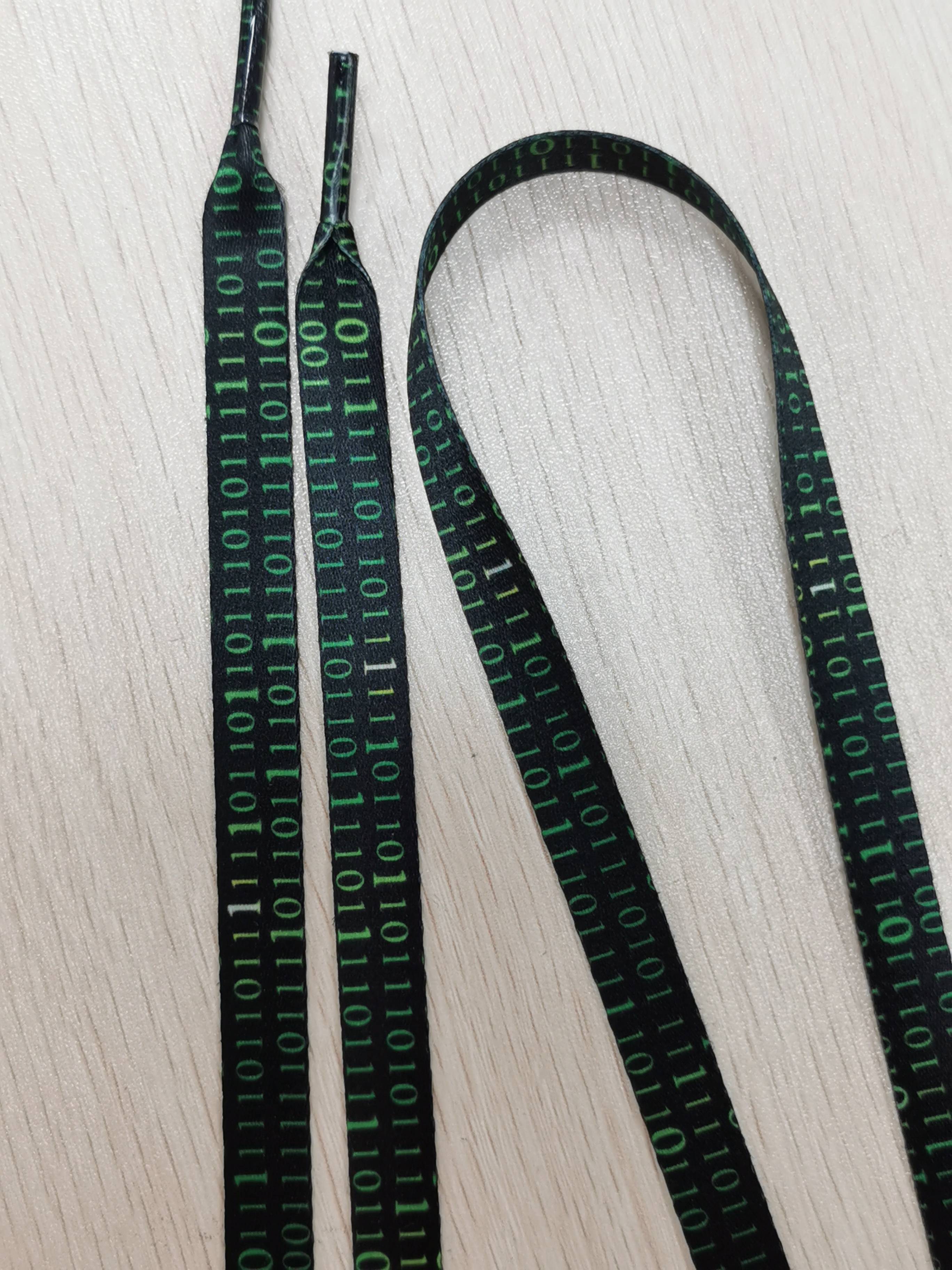WIRESTER 1 Pair Replacement Shoelaces Fashion Shoestrings forHiking Shoes, Sport Shoes, Boots, Sneakers, Outdoor - Green Binary Code - image 3 of 7