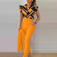 thumbnail image 4 of Riforla Women Casual Fashion Print Ruffle Sleeve Vest Shirt Blouse Betton Pant with Belt Set Suits Sets for Women 2 Pieces Yellow XXL, 4 of 9