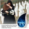 thumbnail image 3 of Blue Mist Large Urns For Human Ashes Adult Men - Memorial Tiny Urn For Ashes Adult Mom - Handcrafted Urn For Funeral - Burial Urns For Decorative - 10Inch And 3Inch, 3 of 7