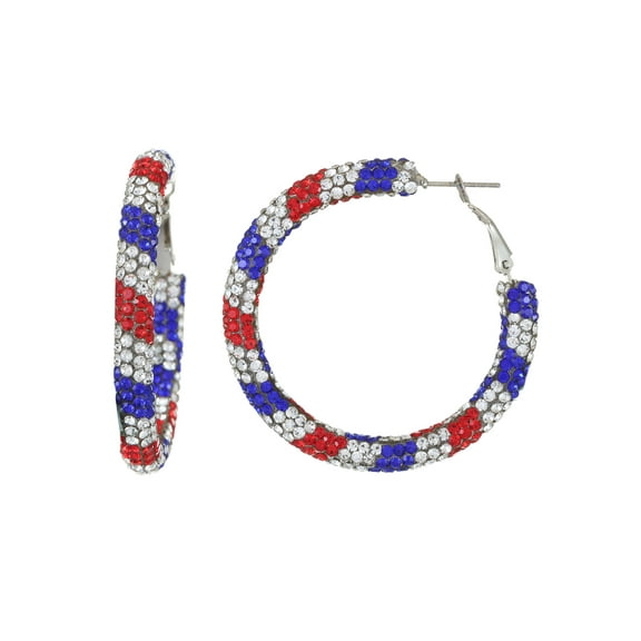 Way to Celebrate Americana Rhinestone Hoop Earring, 1 Pair