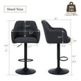 thumbnail image 3 of Modern Swivel Barstools Set of 2 Leather Counter Height Barstools with Armrest Upholstered Adjustable Bar Chair with Metal Base Footrest for Kitchen Island/Home Bar/Dining Room, Dark Grey, 3 of 8