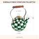 thumbnail image 4 of Tetera Whistling MACKENZIE-CHILDS esmaltada en verde y blanco, 4 of 6