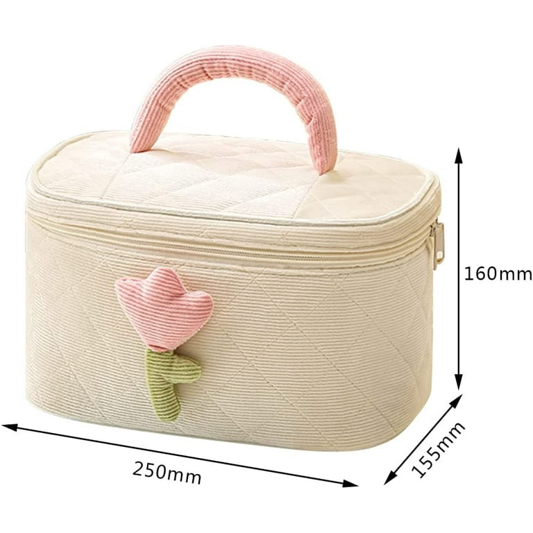  GUOER 2-Piece Cosmetic Bag Checkered Makeup Bag Preppy Cute  Corduroy Toiletry Bag for Women Travel Small Makeup Pouch Handbags Purses :  Beauty & Personal Care