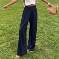 thumbnail image 5 of VBVC Women's High Waisted Wide Leg Yoga Pants , Flowy Stretchy Trousers For Women,Ladies' Casual Palazzo Pants with Pockets,Navy,S-2XL, 5 of 10