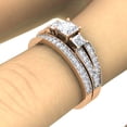 thumbnail image 3 of 1.00 Carat (ctw) 14k Gold Princess Cut 3 Stone Diamond Ladies Engagement Bridal Ring Set Matching Band 1 CT, 3 of 4