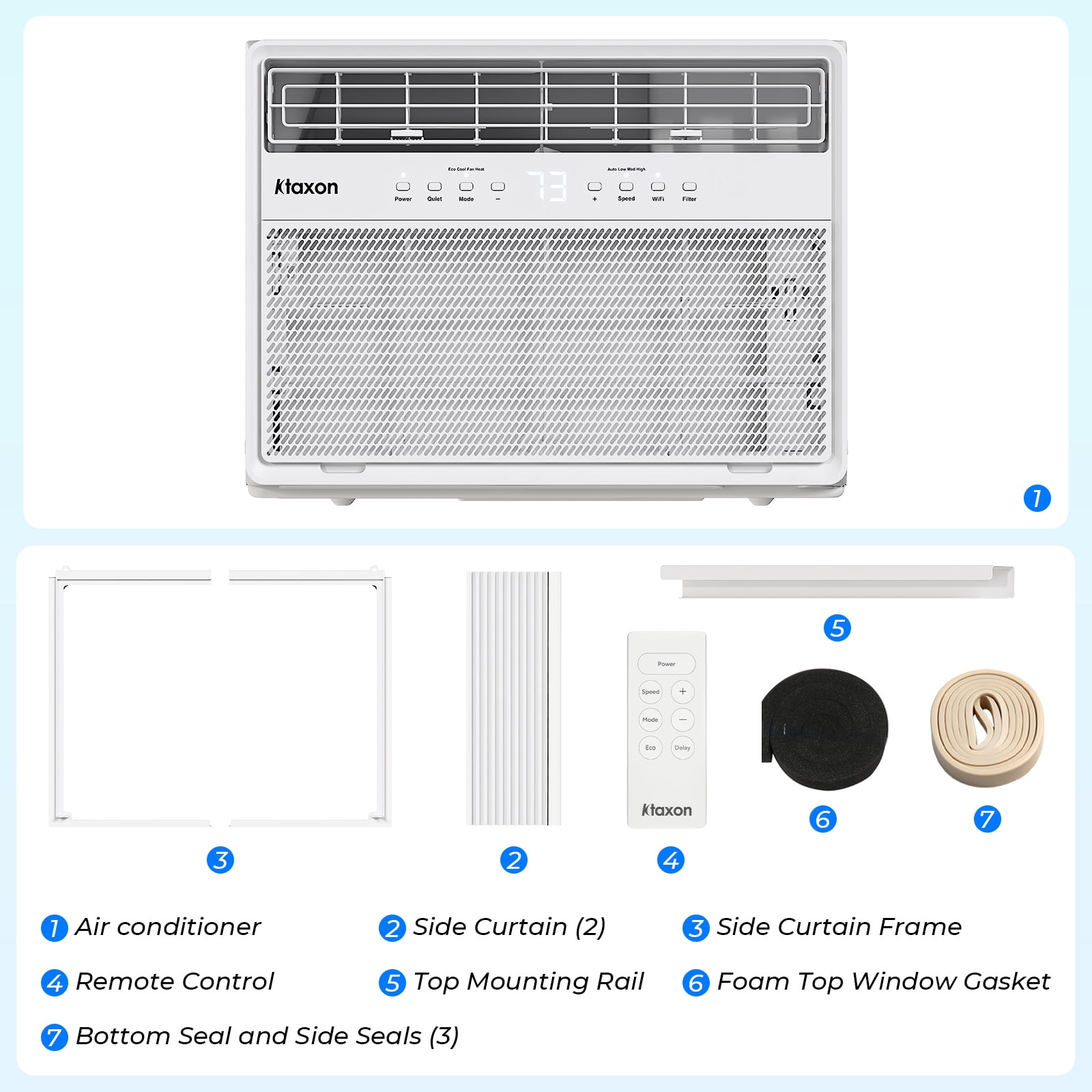 Ktaxon WiFi Enabled 8000BTU inverter Window Air Conditioner With Heater And Remote, White