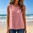thumbnail image 6 of Linen Tops for Women Casual Pocket Cotton Linen Loose Tank Tops with Camisole Top Lightweight Breathable Comfy Soft Basic Daily Wear Tops by Yigetop Pink XXL, 6 of 7