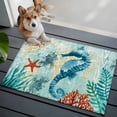 thumbnail image 3 of 2x3 Ft Entryway Area Rug, Sea Seahorse Coastal Kitchen Rug Runner Washable Floor Mat, Turquoise Nautical Summer Coral Vintage Non Slip Indoor Door Mat Throw Carpet for Bathroom Living Room Bedroom, 3 of 8