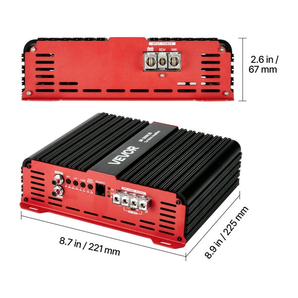 VEVOR Monoblock Car Amplifier, 3000W RMS MAX, 1/2/4 Ohm Stable, 1