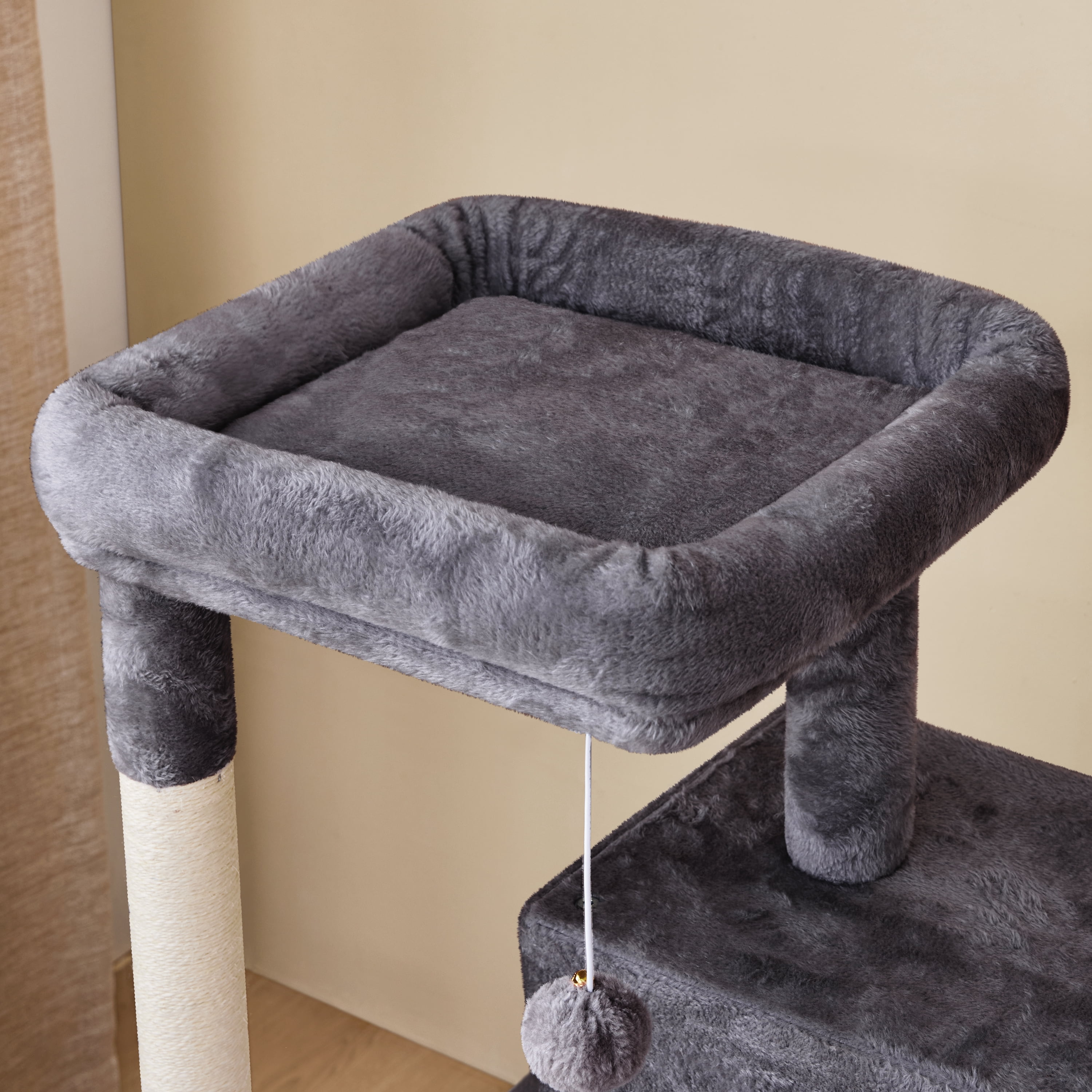 Alden Design 42" Multilevel Cat Tree Tower with Double Condos for Cats Kittens, Dark Gray