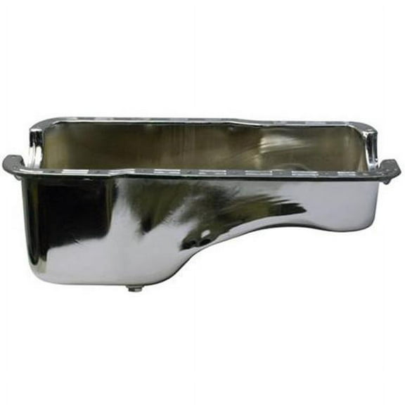 Speedway Motors SBF Front Sump Chrome Oil Pan for 221/260/289/302 Engines, Standard Capacity Design with 8 Inch Deep Sump and 6 Inch Front-to-Back Sump Length