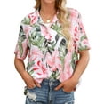 thumbnail image 5 of NFTOEIULA Women Hawaiian Floral Print Oversized Short Sleeve Shirt T-shirt, 5 of 7