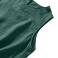 thumbnail image 4 of Crgrtght Women Linen Curved Hem Round Neck Sleeveless Casual Basic Loose Tank Tops Button Shirt, Green M, 4 of 7