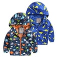 thumbnail image 2 of Adarl Kids Baby Boy Dinosaur Clothes Waterproof Windbreak Hooded Coat Jacket Outerwear A Dark blue 1-2 Years, 2 of 7