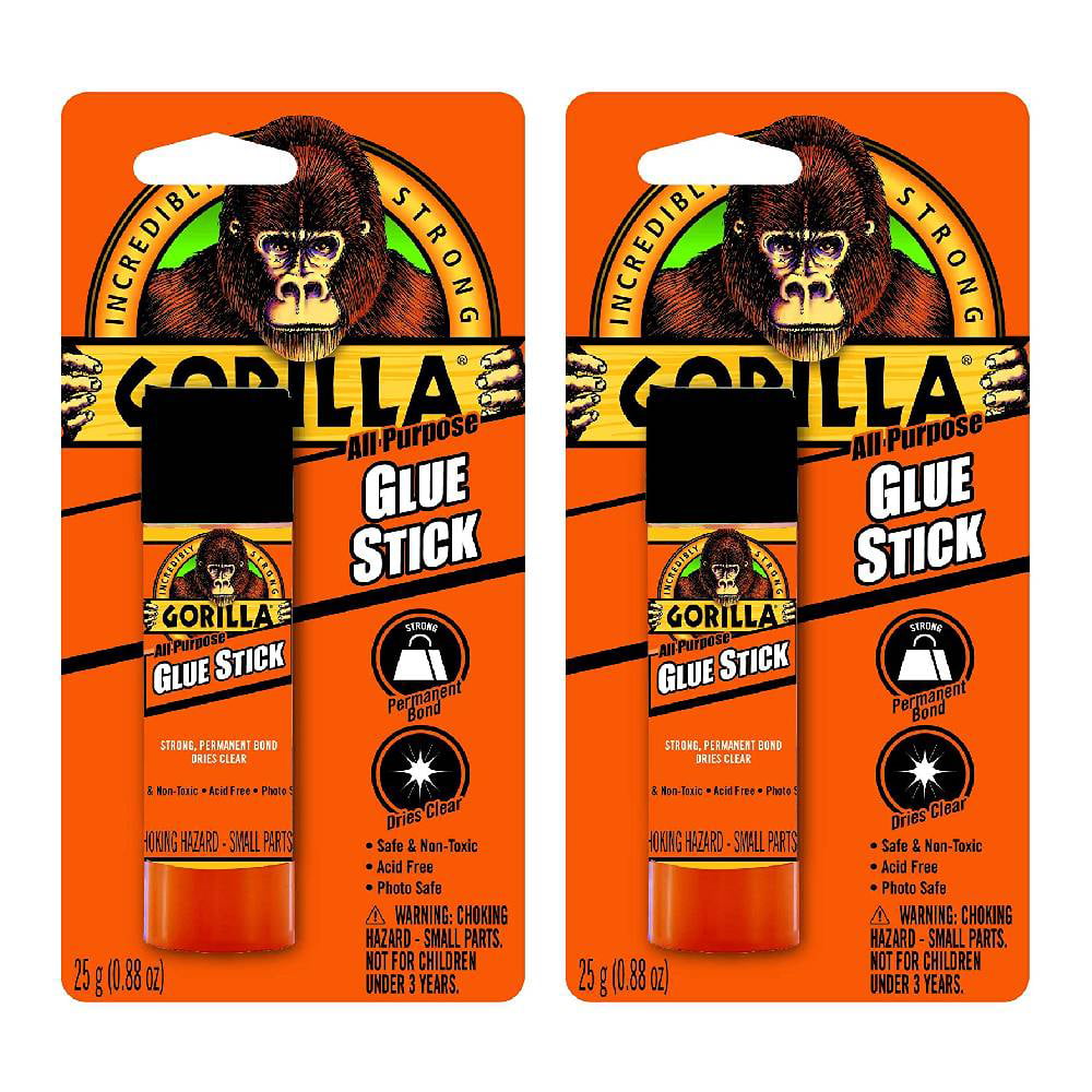 Gorilla Glue Stick All Purpose 25g Strong Bond Adhesive Dries Clear, 2-Pack