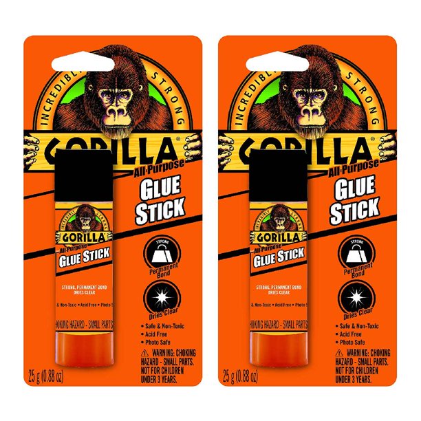 Gorilla Glue Stick All Purpose 25g Strong Bond Adhesive Dries Clear, 2