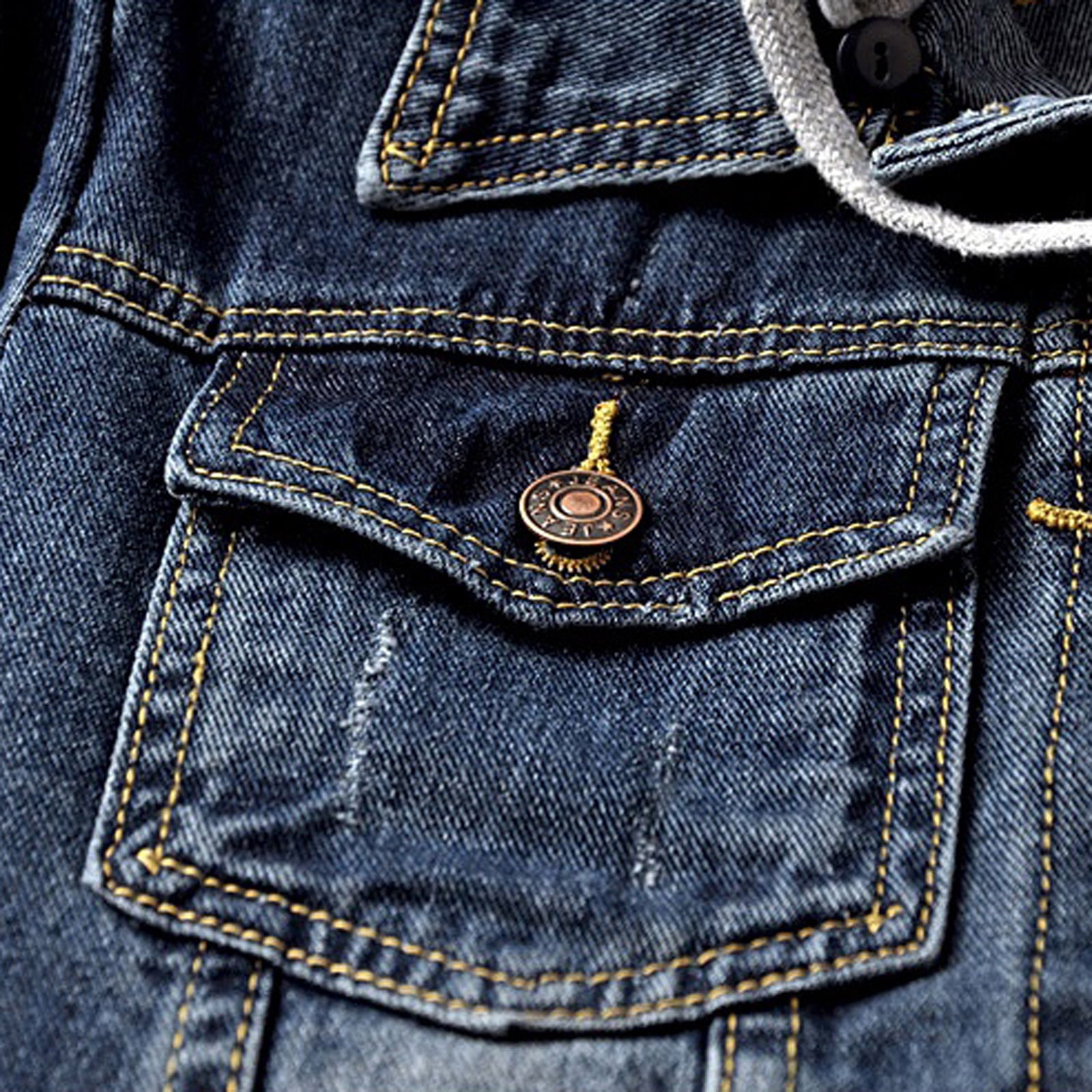 Clearance Sales Women's Fleece Jackets & Coats Women Vintage Button Down Distressed Short Denim Jean Jacket Coat With Pocket