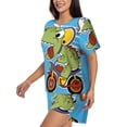 thumbnail image 2 of Kdxio Funny Dinosaurs Pursue a Meat Print Pajamas Sets for Women Short-Sleeved Pjs with Lounge Shorts Two Piece Sleepwear S-4XL, 2 of 8