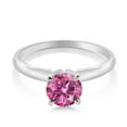 thumbnail image 2 of Gem Stone King 14K White Gold Pink Moissanite Solitaire Engagement 4-Prong Ring for Women | 0.80 Cttw | Round 6MM | Gemstone April Birthstone (Size 7), 2 of 4