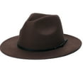 thumbnail image 2 of Fewfanhot Men's Women's Classic Wide Brim Floppy Panama Hat Belt Buckle Wool Fedora Hat Fashion Hat, 2 of 2